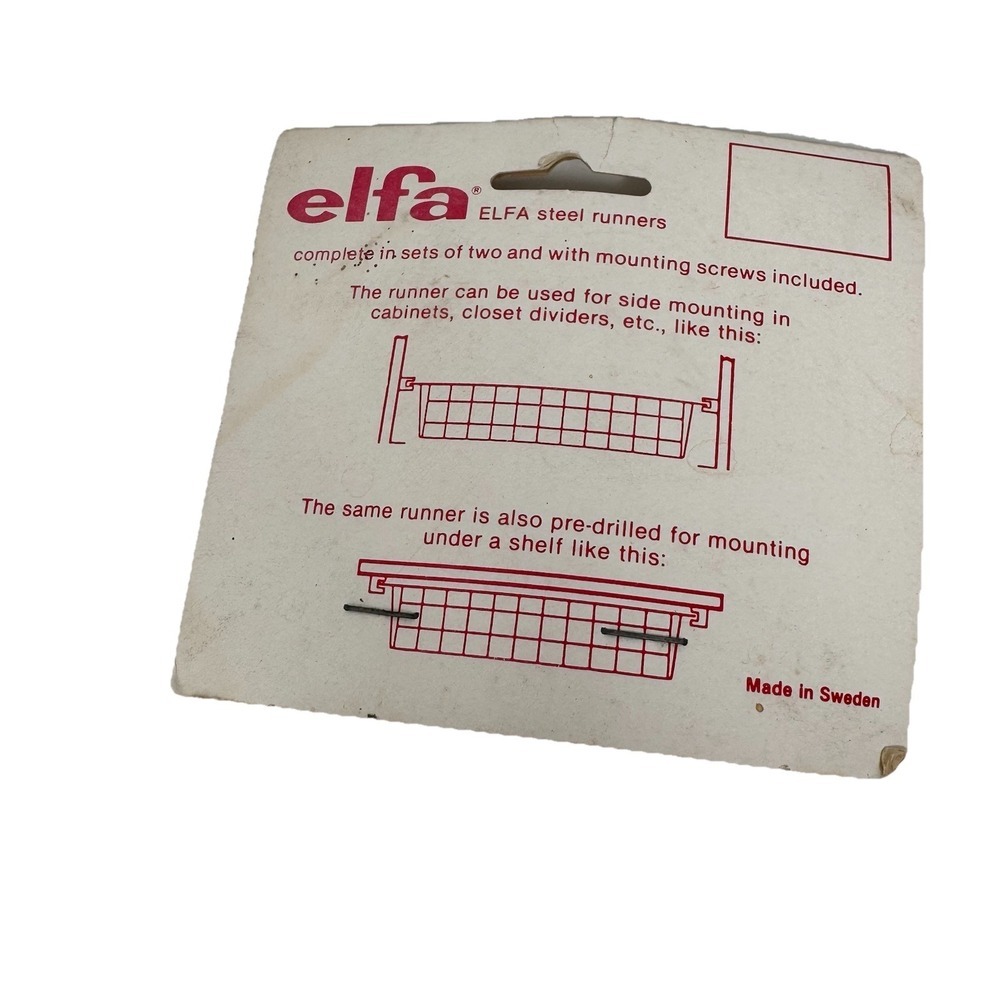 Elfa Drawer Guides/PR 15 3/4" Steel Runners Set‎ Of 2, With Screws 256170 NWT
